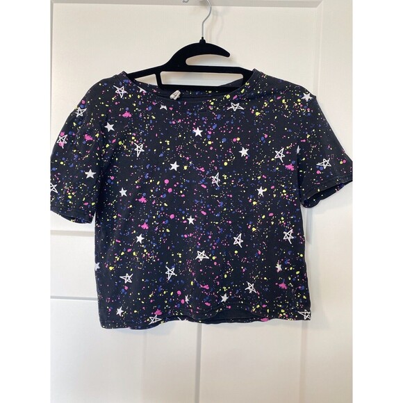 Cropped Neon Stars Moon Space Size Small T Shirt‎ - Picture 1 of 3